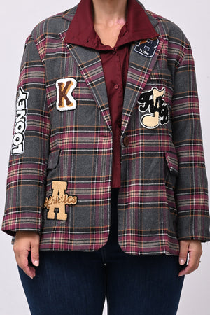 Giacca tartan toppe - Grigio