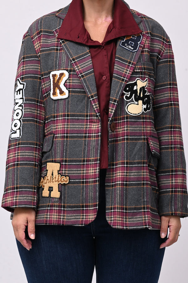 Giacca tartan toppe - Grigio