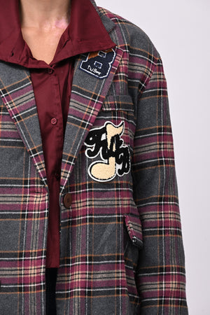 Giacca tartan toppe - Grigio