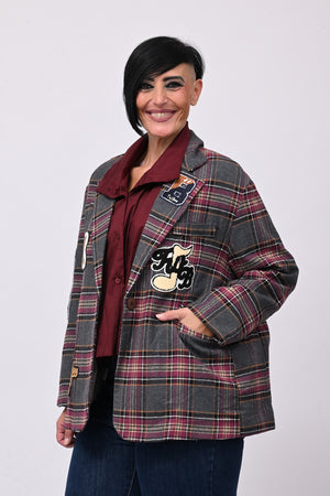 Giacca tartan toppe - Grigio