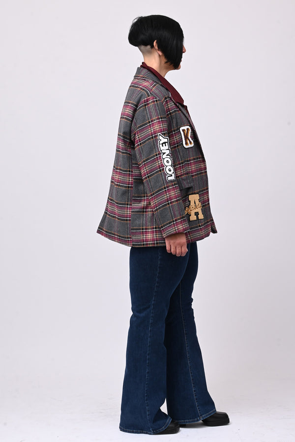 Giacca tartan toppe - Grigio