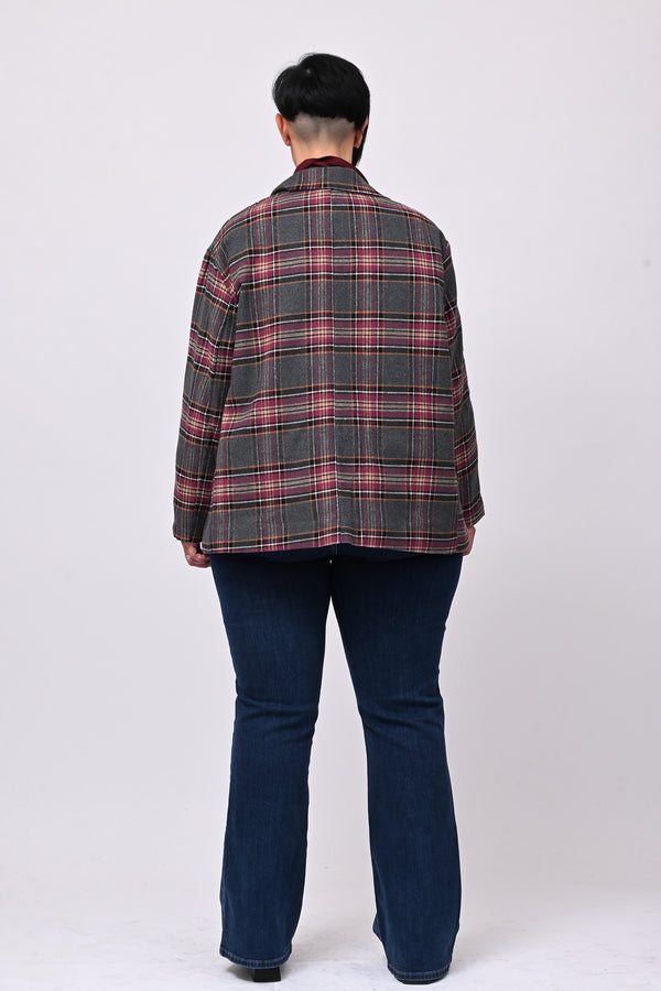 Giacca tartan toppe - Grigio