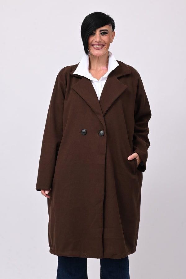 Cappotto over doppio petto - Moro