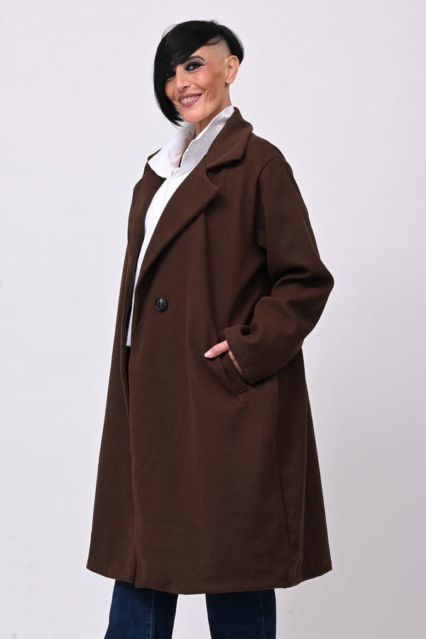 Cappotto over doppio petto - Moro