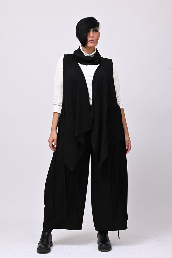 Gilet collo anello lacci - Nero