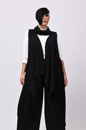 Gilet collo anello lacci - Nero