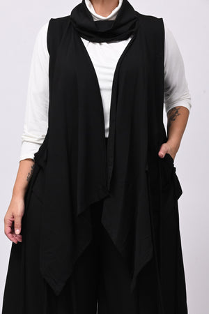 Gilet collo anello lacci - Nero