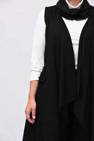 Gilet collo anello lacci - Nero