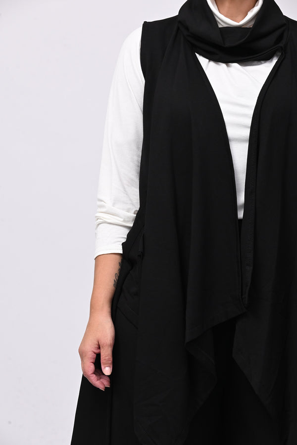 Gilet collo anello lacci - Nero
