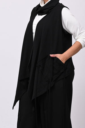 Gilet collo anello lacci - Nero