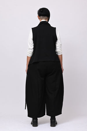 Gilet collo anello lacci - Nero
