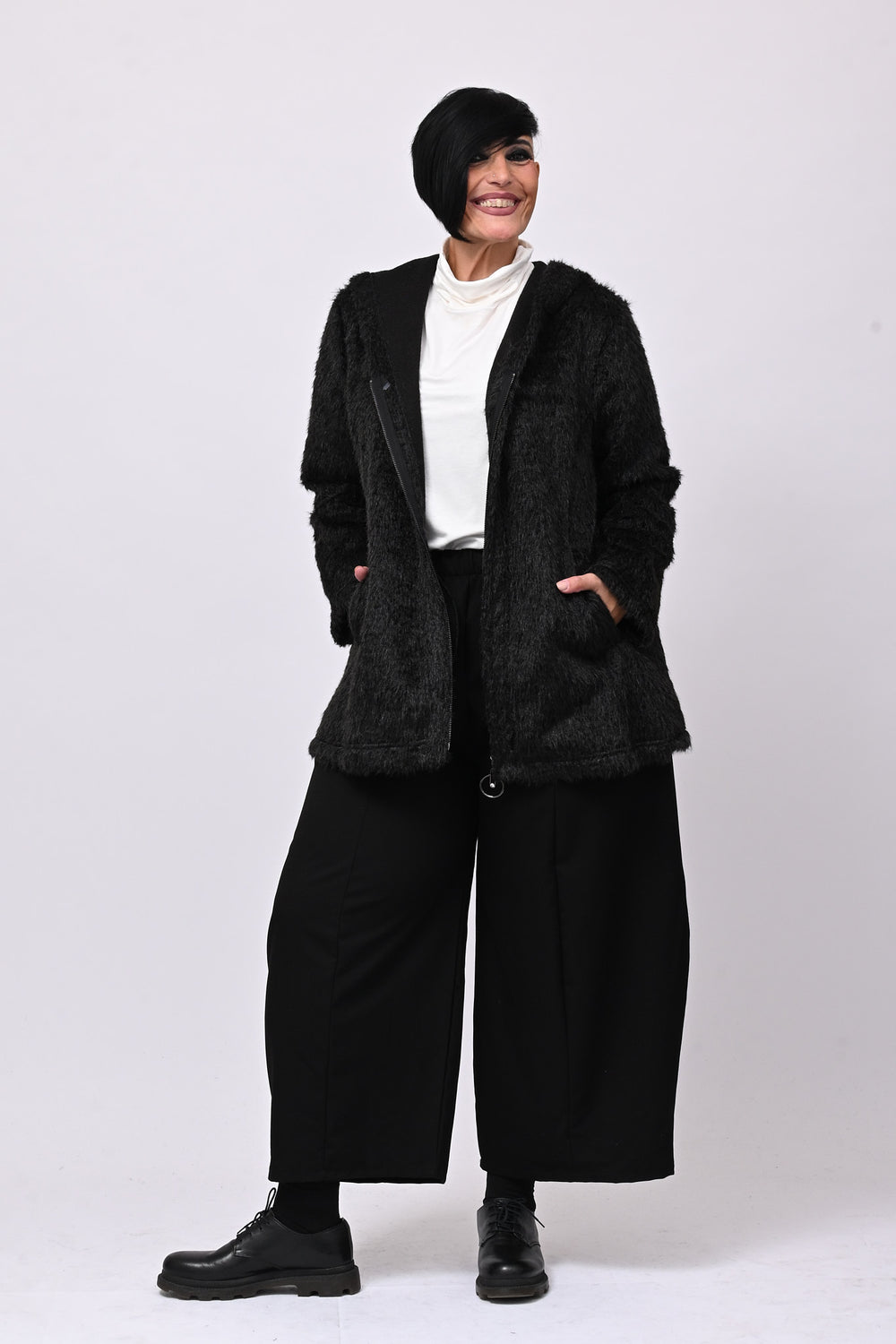Teddy cappuccio zip - Nero