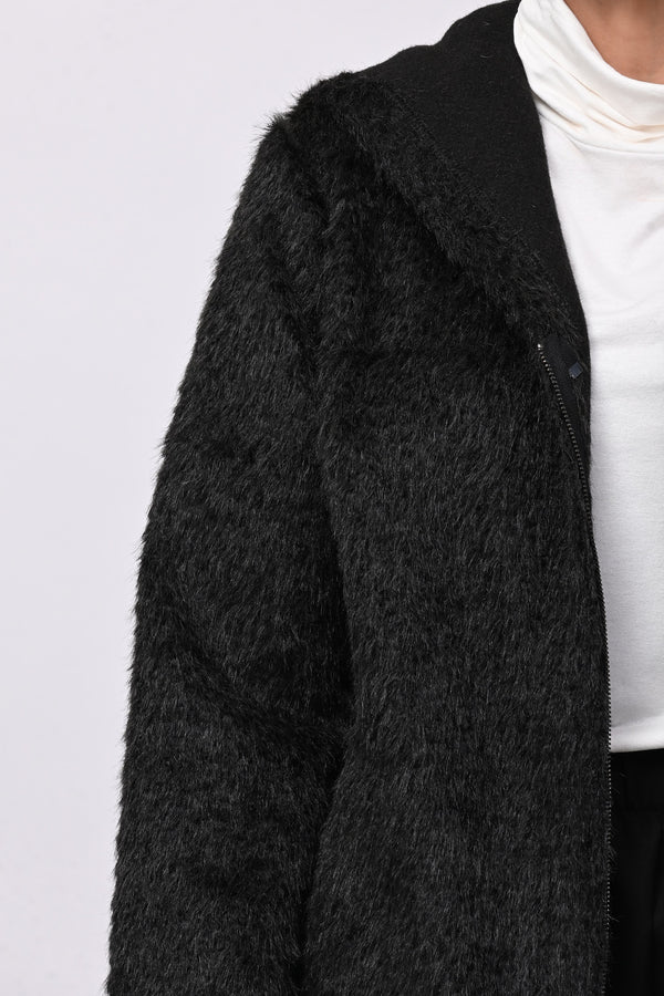 Teddy cappuccio zip - Nero
