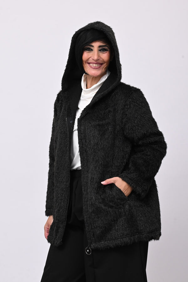 Teddy cappuccio zip - Nero