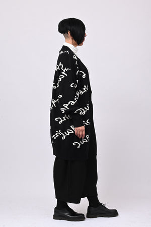Cappotto maglia scritte - Nero