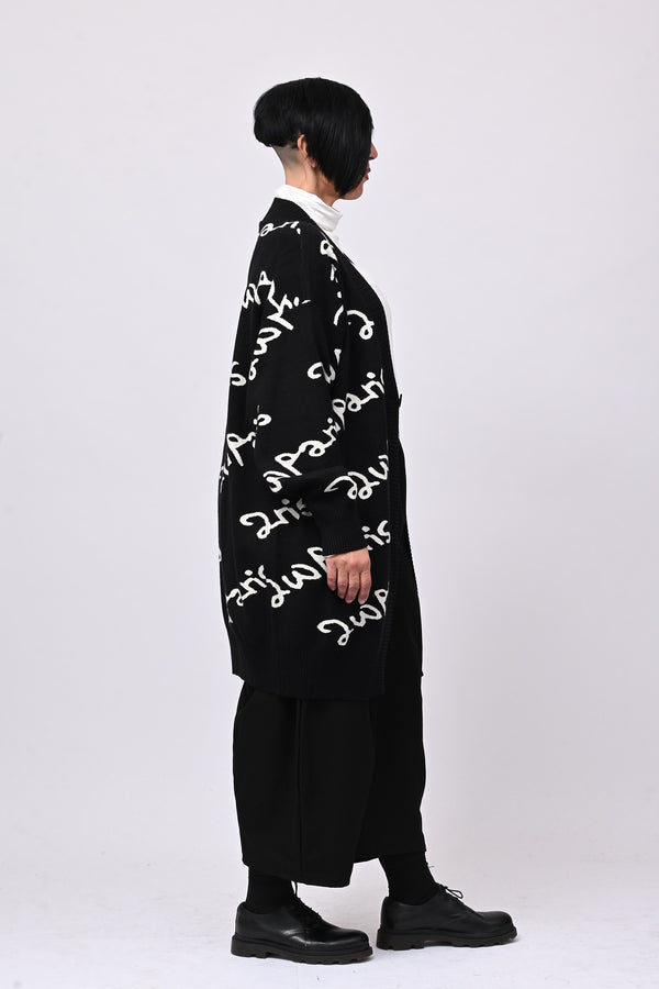 Cappotto maglia scritte - Nero