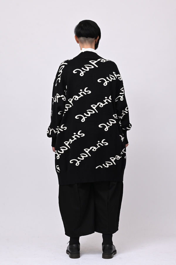 Cappotto maglia scritte - Nero