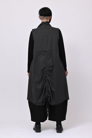 Gilet lungo zip arricciato - Grigio