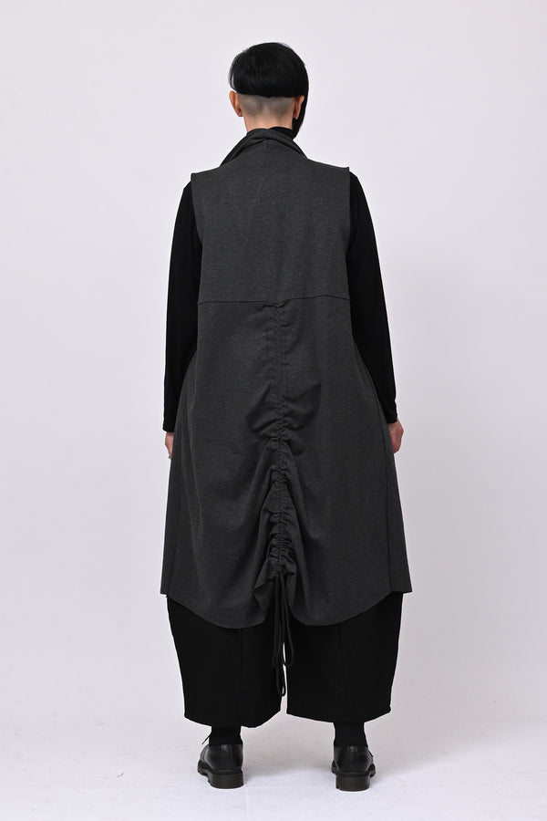 Gilet lungo zip arricciato - Grigio