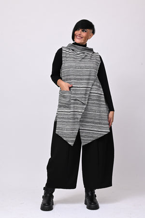 Gilet punte rigato - Nero