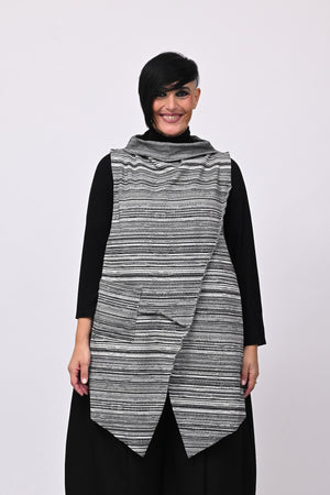 Gilet punte rigato - Nero