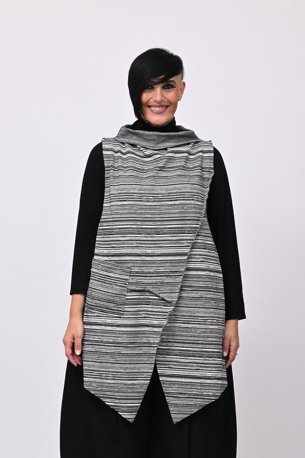 Gilet punte rigato - Nero
