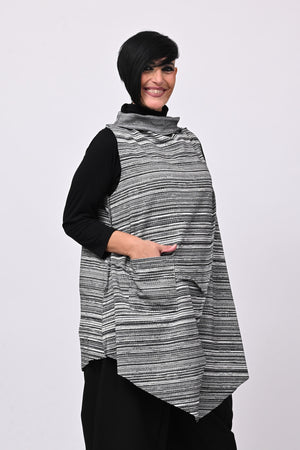 Gilet punte rigato - Nero