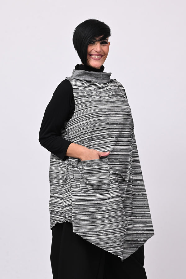 Gilet punte rigato - Nero