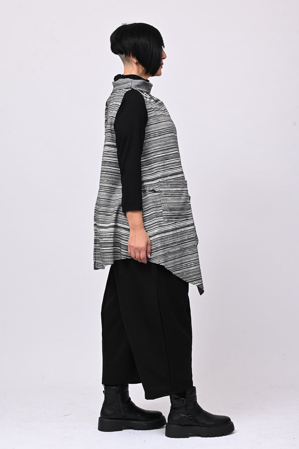 Gilet punte rigato - Nero