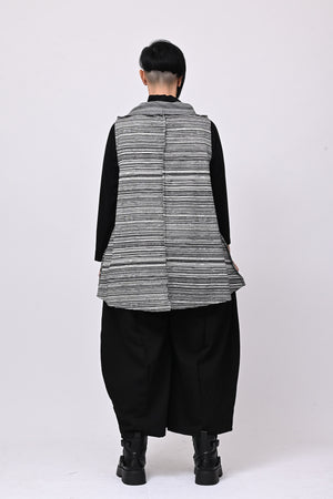 Gilet punte rigato - Nero