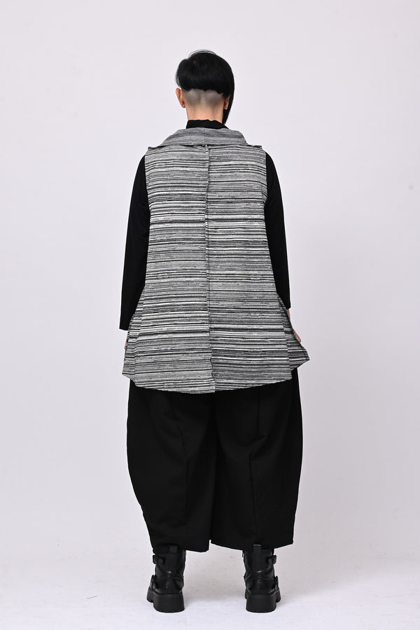 Gilet punte rigato - Nero