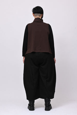 Gilet collo anello lacci - Moro
