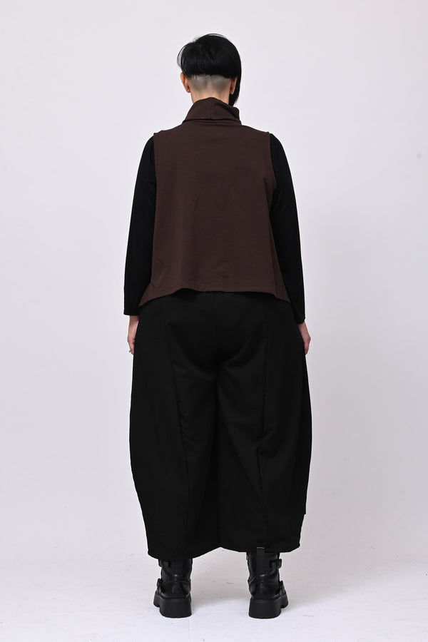 Gilet collo anello lacci - Moro