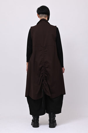 Gilet lungo zip arricciato - Moro