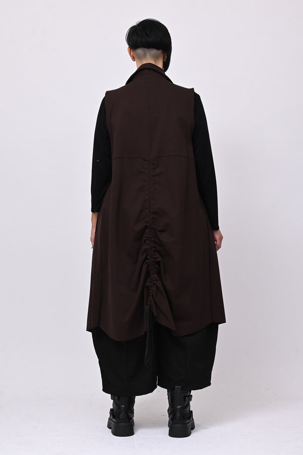 Gilet lungo zip arricciato - Moro
