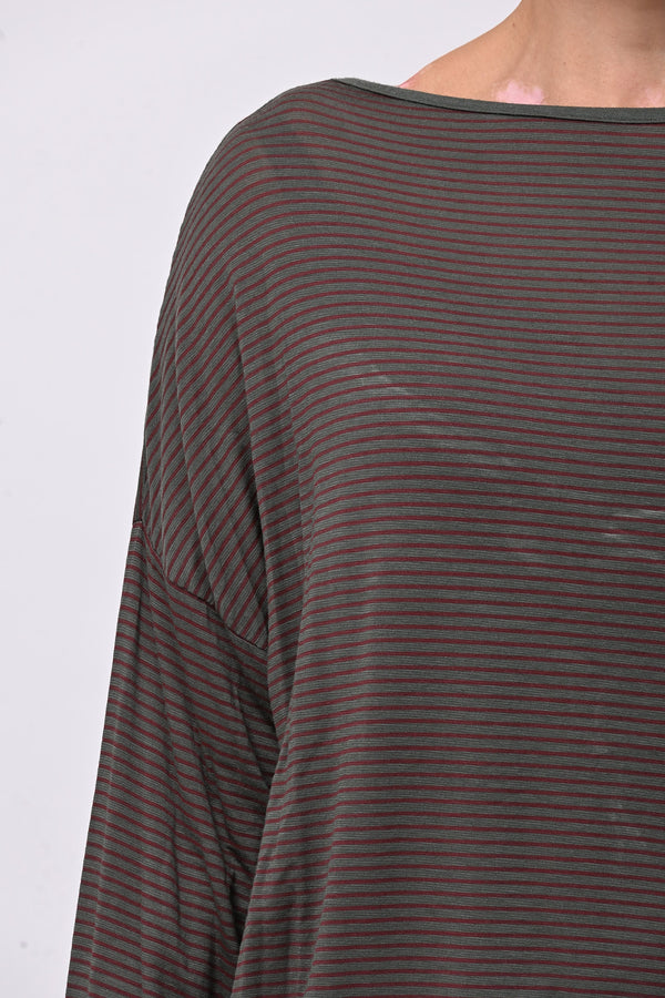 Maglia scatoletta righe - Verde militare