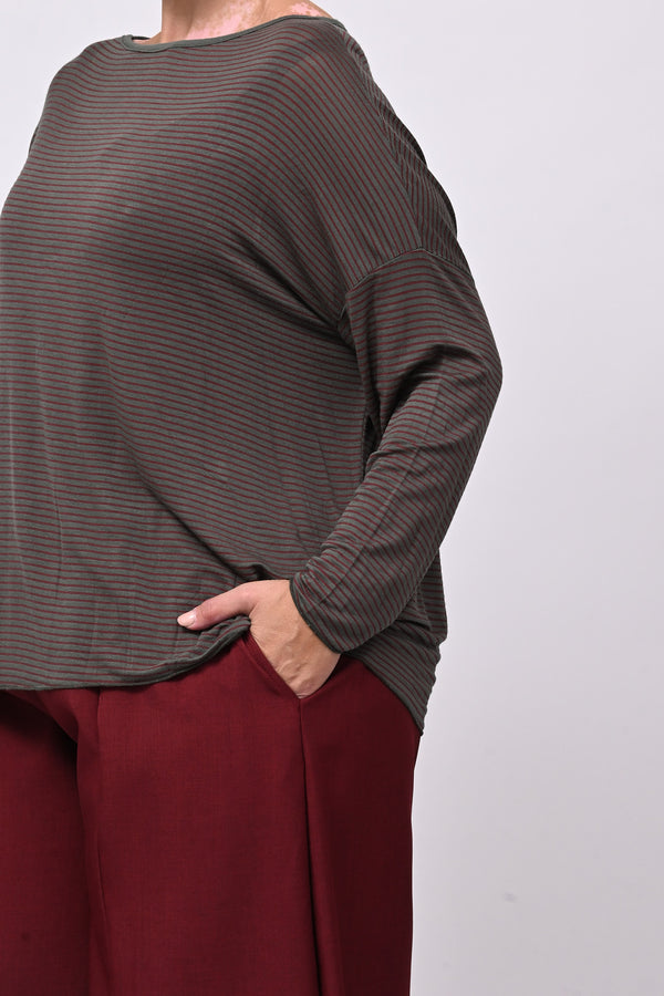 Maglia scatoletta righe - Verde militare