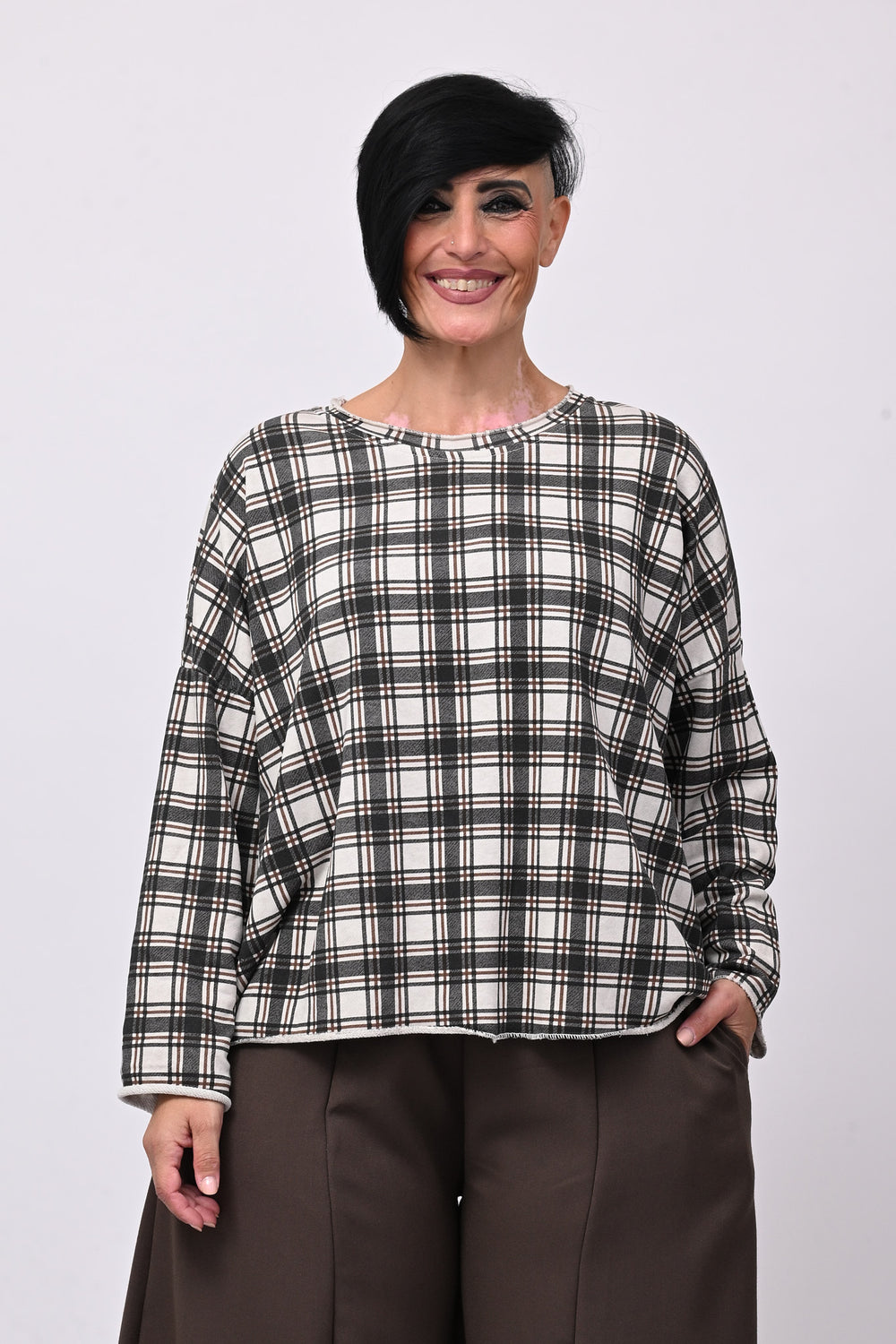 Felpa scatoletta tartan - Burro