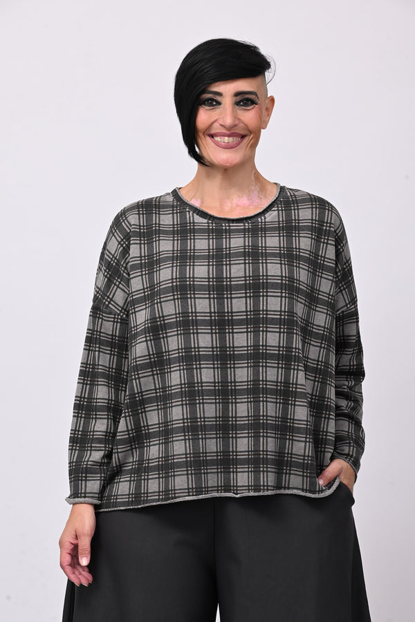 Felpa scatoletta tartan - Grigio