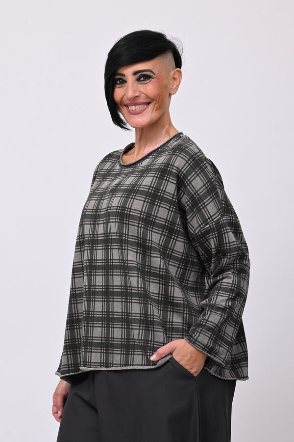 Felpa scatoletta tartan - Grigio