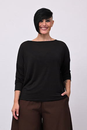 Maglia scatoletta righe - Nero