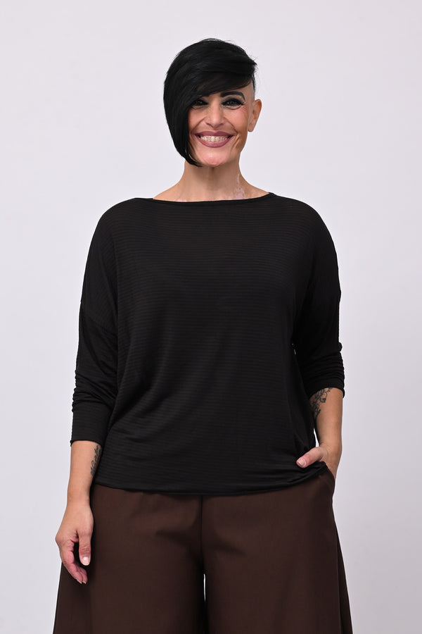 Maglia scatoletta righe - Nero