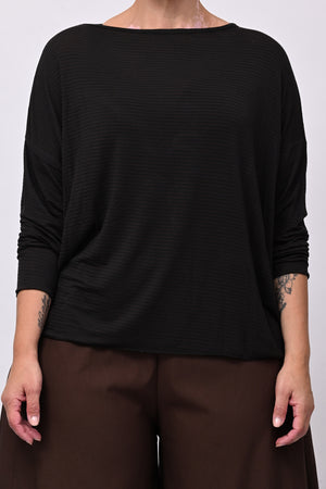 Maglia scatoletta righe - Nero