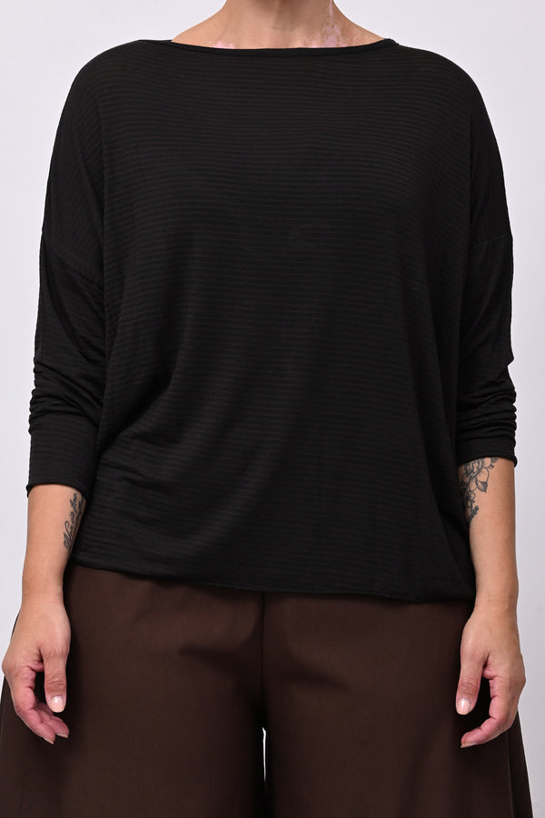 Maglia scatoletta righe - Nero
