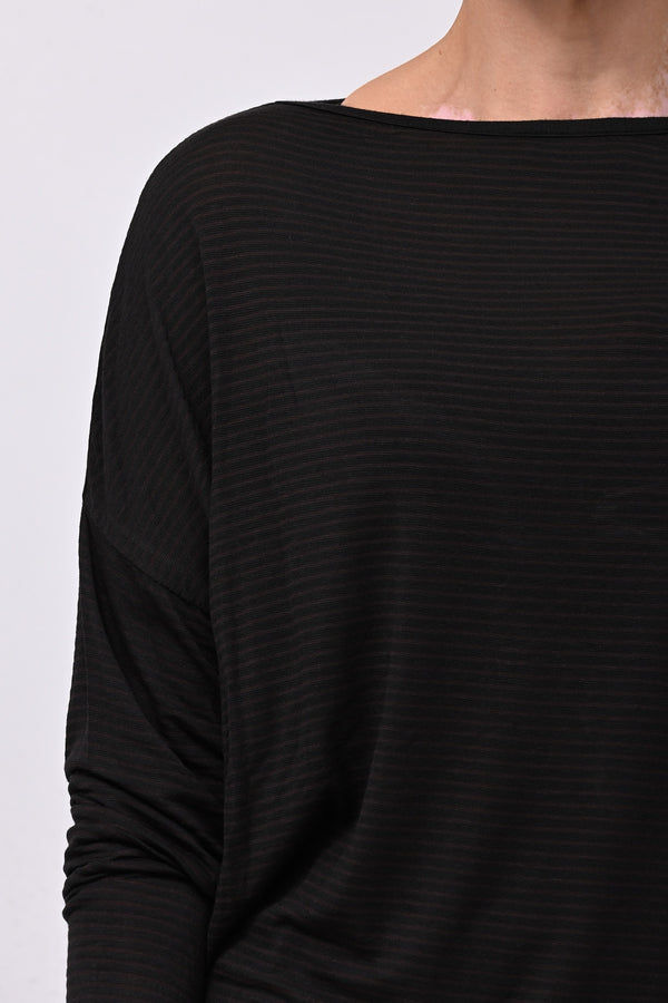 Maglia scatoletta righe - Nero