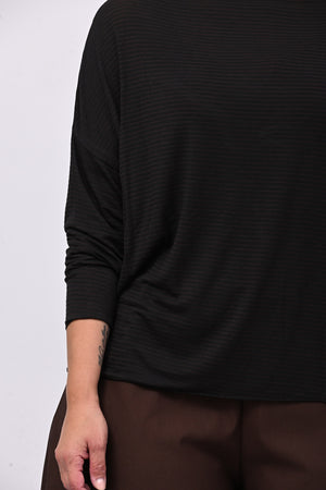 Maglia scatoletta righe - Nero