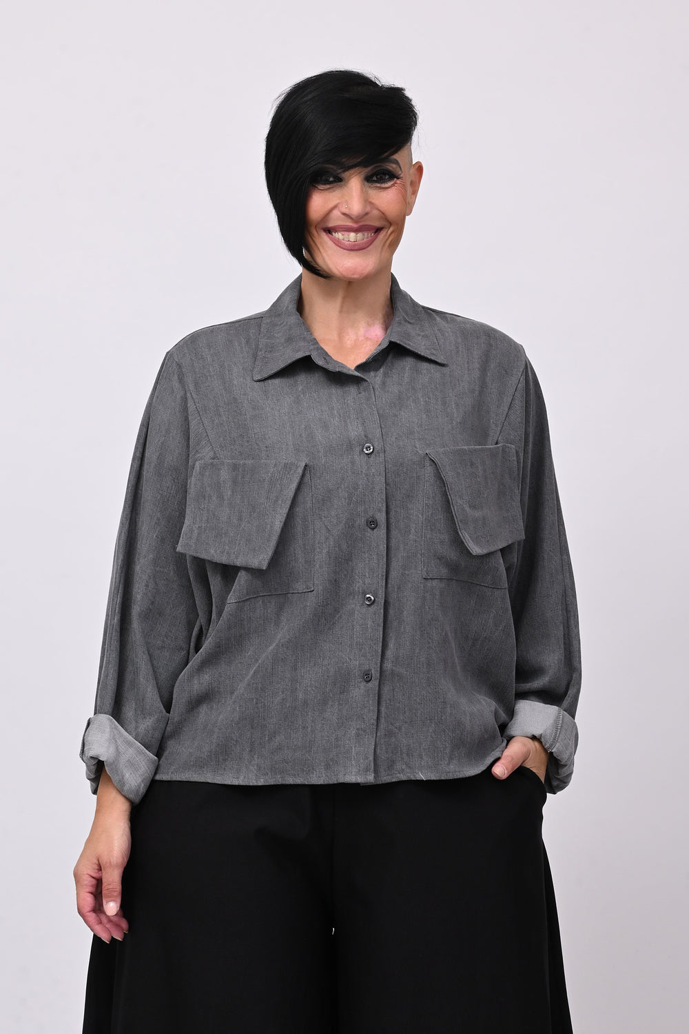 Giacca camicia jeans - Grigio