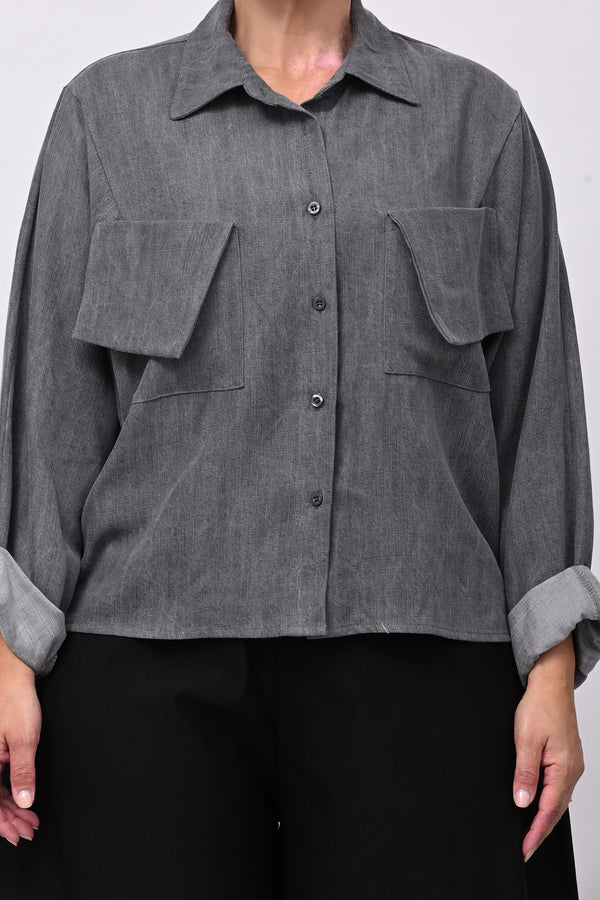 Giacca camicia jeans - Grigio