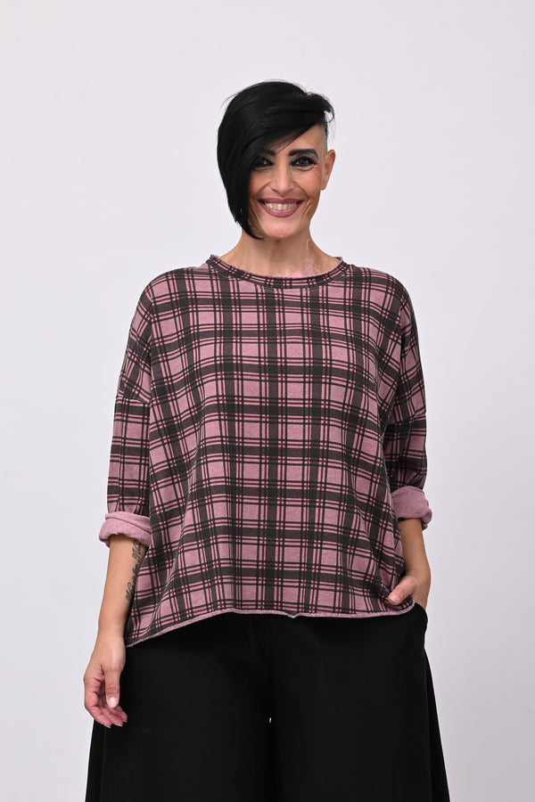 Felpa scatoletta tartan - Rosa