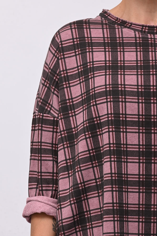 Felpa scatoletta tartan - Rosa